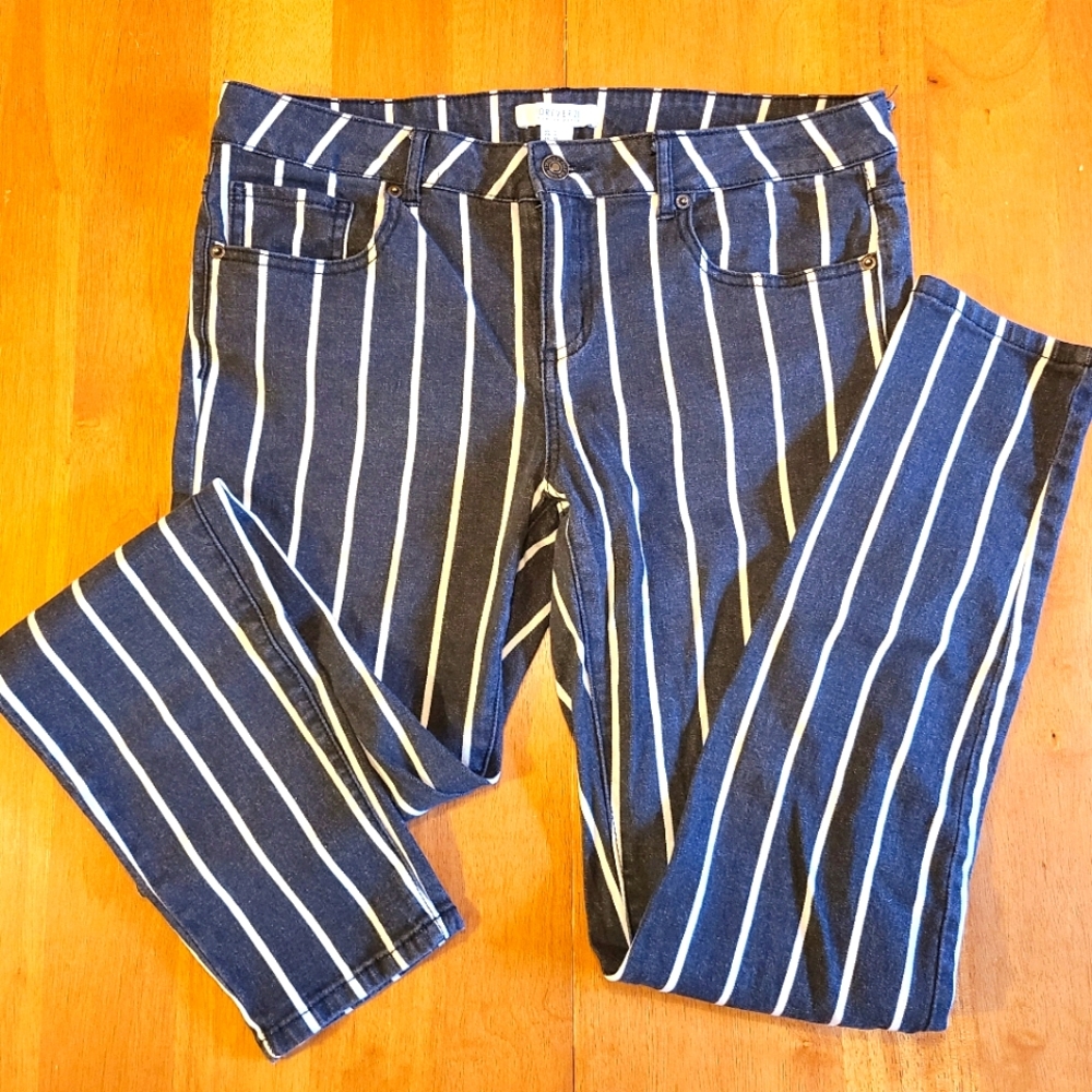 Faded Black & Cream Stripe Jeans